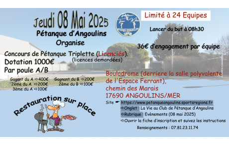 Concours Triplette du 08 mai 2025